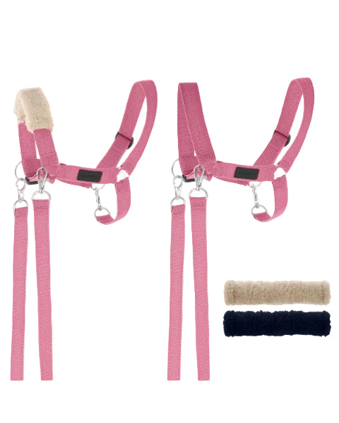 Múll & taumur fyrir Hobby Hesta - bleikt með flís